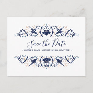 Carte Postale Faire-part Internationale > Japonais   Crested ibis Blue Wedd