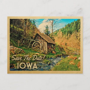 Carte Postale Faire-part Iowa Sauvez La Date Rustique Cabine Mill Woods