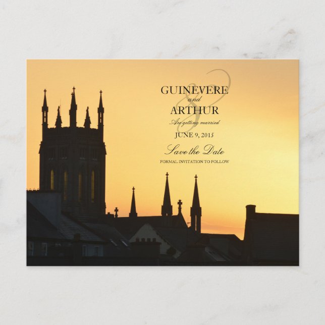Carte Postale Faire-part Irlande Castle Abbey Wedding Enregistrer la date (Devant)