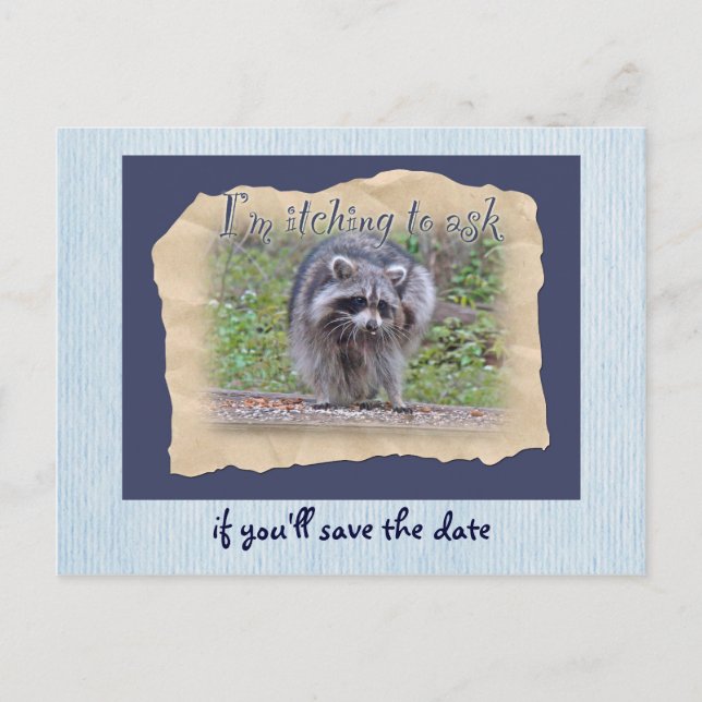 Carte Postale Faire-part Itchin' & Scratchin' Raccoon Enregistrer la date (Devant)