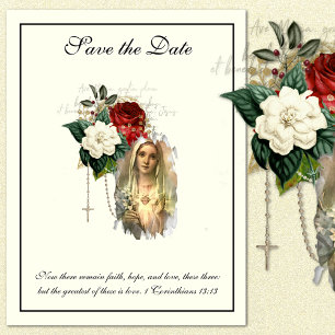 Carte Postale Faire-part Ivoirienne catholique Élégante Vierge Marie SAVE L