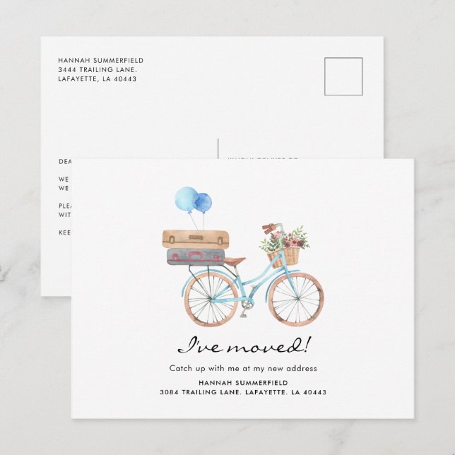 Carte Postale Faire-part J'ai déménagé Boho Chic Aquarelle Moving (Devant / Derrière)