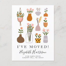 Carte Postale Faire-part J'ai déménagé Boho Plants Moving