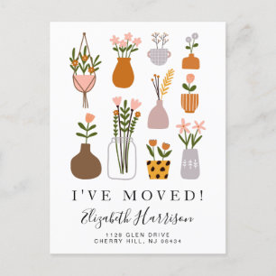 Carte Postale Faire-part J'ai déménagé Boho Plants Moving