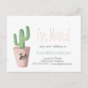 Carte Postale Faire-part J'ai déménagé Cactus Love Nouvelle Adresse
