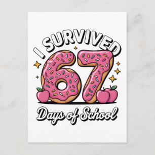 Carte Postale Faire-part J'ai survécu 67 jours d'école 100 jours d'école