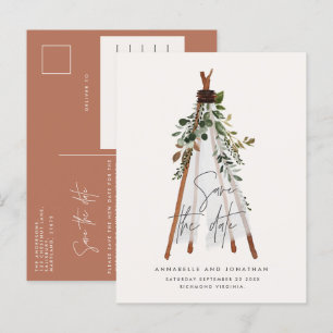 Carte Postale Faire-part Jardin botanique bohème moderne teepee