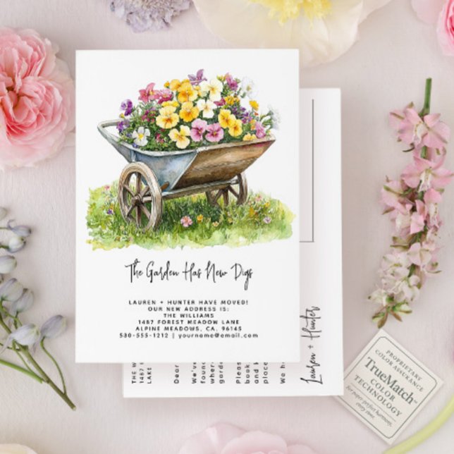 Carte Postale Faire-part Jardin Floral Élégant à l'Aquarelle en Mouvement (Créateur téléchargé)