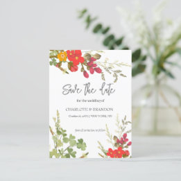 Carte Postale Faire-part Jardin Floral Estival Fleurs Sauvages Mariage 