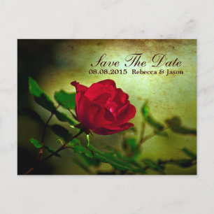 Carte Postale Faire-part jardin rouge rose steampunk gothique mariage