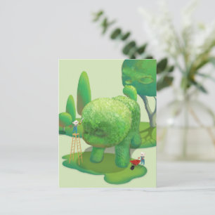 Carte Postale Faire-part Jardiniers de chats Topiaire verte Animal Surréali