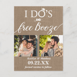 Carte Postale Faire-part Je fais & Boissons Gratuites Mariage Moderne Éparg