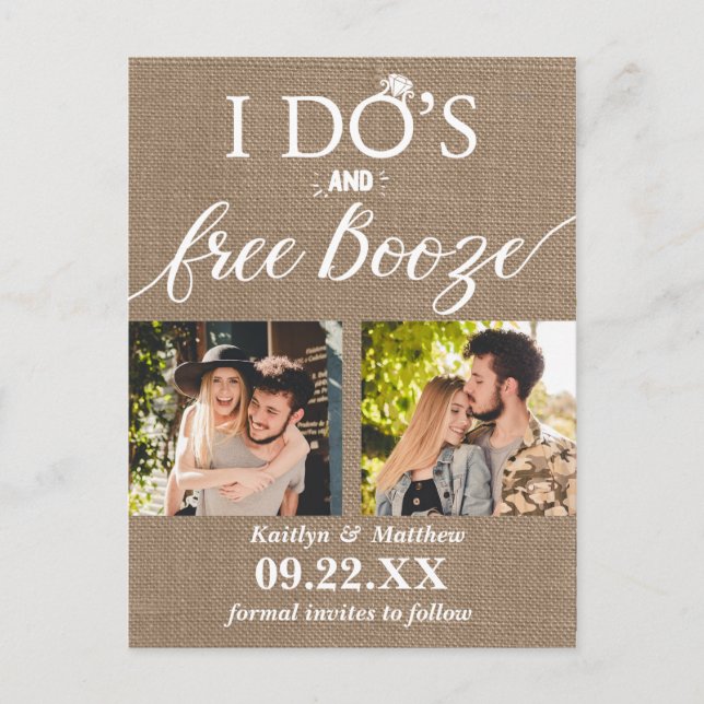 Carte Postale Faire-part Je fais & Boissons Gratuites Mariage Moderne Éparg (Devant)
