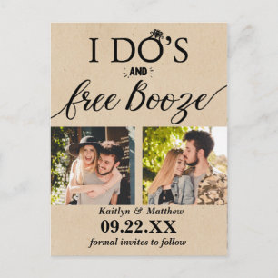 Carte Postale Faire-part Je fais des vœux & Boissons gratuites Mariage mode