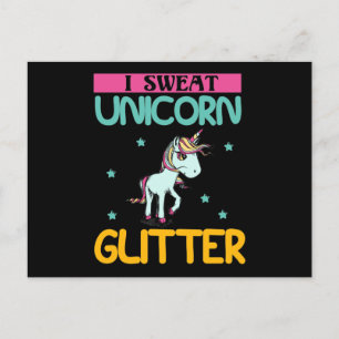 Carte Postale Faire-part Je sue Licorne Paillettes