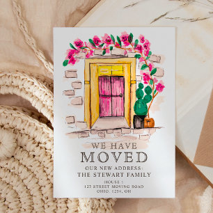 Carte Postale Faire-part Joli cactus floral rose porte nouvelle maison démé