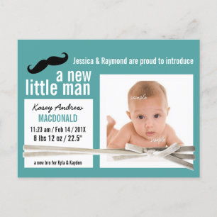 Carte Postale Faire-part Joli Petit Homme  Photo Nouveau-Né Garçon