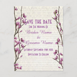 Carte Postale Faire-part Joli style de campagne fleurie mauve enregistrer l