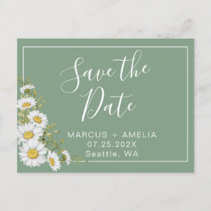 Carte Postale Faire-part Jolie Basil Vert & Blanc Maisées