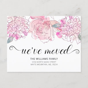 Carte Postale Faire-part Jolie Hydrangea Rose Roseau Aquarelle Florale Démé