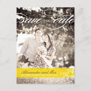 Carte Postale Faire-part Jolie jaune de cadmium Photo Enregistrer la date