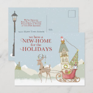 Carte Postale Faire-part Jolie nouvelle maison Adresse Fête Noël