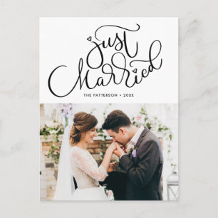 Carte Postale Faire-part Jolie photo de mariage avec lettre manuscrite 'Jus