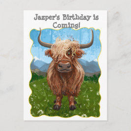 Carte Postale Faire-part Jolie vache des Highlands