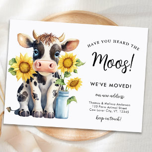 Carte Postale Faire-part Jolie Vache Nouvelle Adresse Nous avons déménagé d