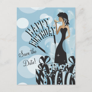 Carte Postale Faire-part Joyeuse Diva Girl  Nom DO-IT-YOURSELF  Aqua