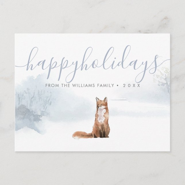 Carte Postale Faire-part Joyeuses vacances hiver Forêt-ferme Fox Noël (Devant)