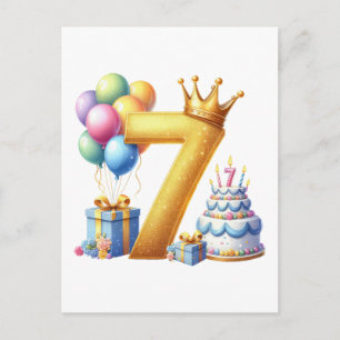 Carte Postale Faire-part Joyeux 7ème Anniversaire