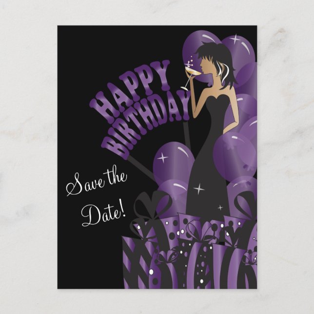 Carte Postale Faire-part Joyeux anniversaire Diva Girl | Nom do-it-yourself (Devant)