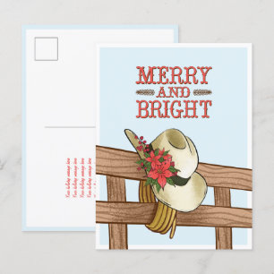 Carte Postale Faire-part Joyeux et brillant Casquette Cowboy avec Fleurs No