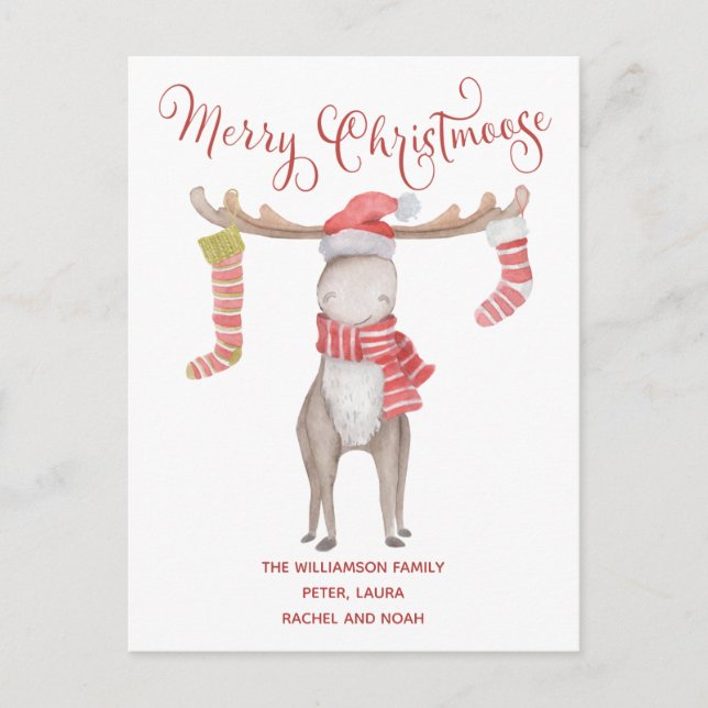 Carte Postale Faire-part Joyeux Moderne Élan Joyeux Noël Fêtes (Devant)