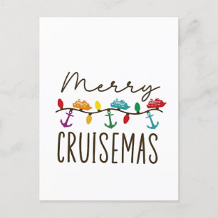 Carte Postale Faire-part Joyeux Noël en croisière, tenue de Noël assortie e