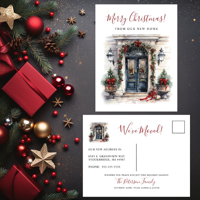Carte Postale Faire-part Joyeux Noël Nouvelle Maison Porte D'entrée Déménag (Créateur téléchargé)