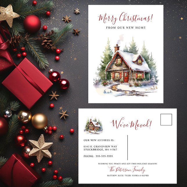 Carte Postale Faire-part Joyeux Noël Rustique Nouveau foyer Déménager (Créateur téléchargé)
