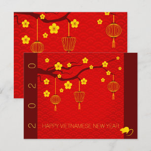 Carte Postale Faire-part Joyeux Rat vietnamien Nouvel An 2020 Blossoms HP