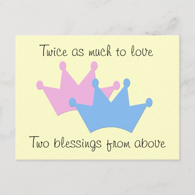 Carte Postale Faire-part Jumeaux garçon et fille ! (Devant)