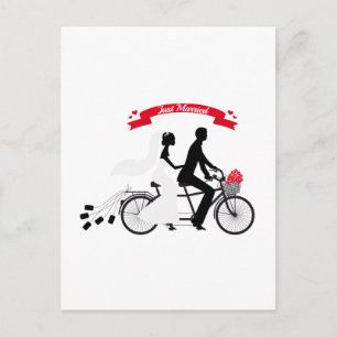 Carte Postale Faire-part Juste jeunes mariés mariés sur la bicyclette
