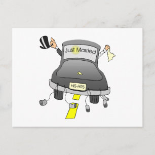Carte Postale Faire-part Juste voiture mariée