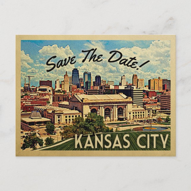 Carte Postale Faire-part Kansas City Enregistrer La Date Missouri (Devant)