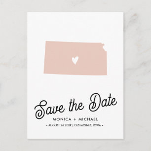 Carte Postale Faire-part KANSAS Mariage de destination TOUTES COULEURS !