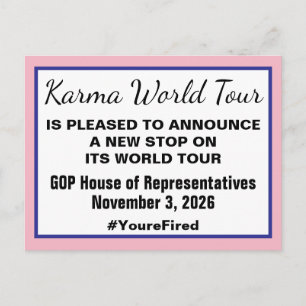 Carte Postale Faire-part Karma World Tour Élection de mi-mandat 2026 GdP Fi
