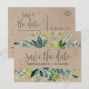 Carte Postale Faire-part Kraft Foliage Enregistrer la date