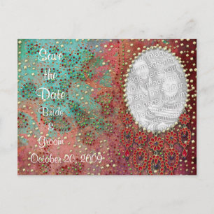 Carte Postale Faire-part KRW Custom Indian Jeweled Photo Enregistrer la dat