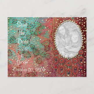Carte Postale Faire-part KRW Custom Indian Jeweled Photo Enregistrer la dat