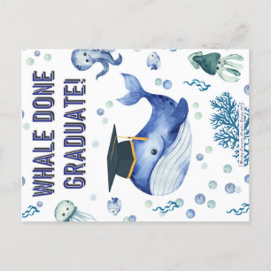 CARTE POSTALE FAIRE-PART LA BALEINE A FAIT UN DIPLÔME !