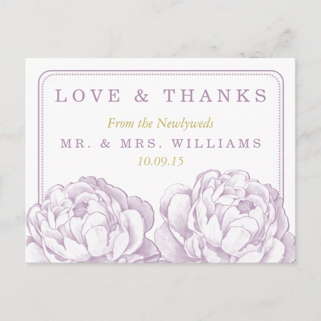 Carte Postale Faire-part La collection de mariage floral Pretty Peony (Devant)